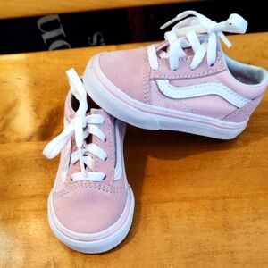 Vans Ole Skool Off The Wall Pink With White Accents Toddler Size 4